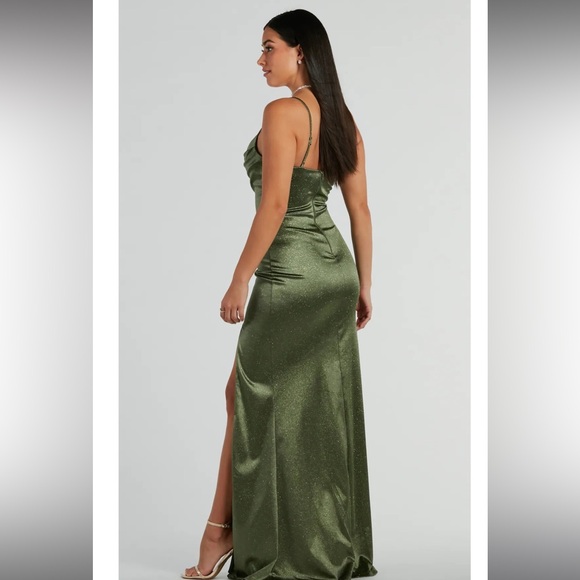 Stunning new stretch Satan glitter formal dress wedding prom size small - Picture 7 of 9